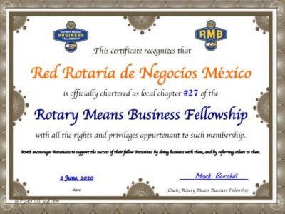 Certificado capítulo #27 de RMB (2020).